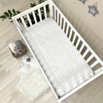 Husa saltea patuț bebe copii din bumbac 120 x 60 cm, Stelute gri